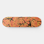 Skateboard Ebony Black Et Citrus Orange Tropical Art Design (Horz)