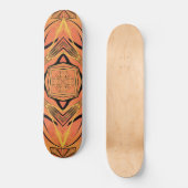 Skateboard Ebony Black Et Citrus Orange Tropical Art Design (Recto)
