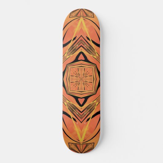 Skateboard Ebony Black Et Citrus Orange Tropical Art Design (Recto)