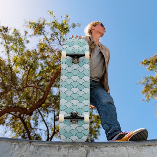 Skateboard Écailles de dragon, éventails, vagues, Seigaiha, b (Extérieur 1)