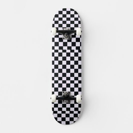 Skateboard Échecs de chèques noir et blanc (Recto)