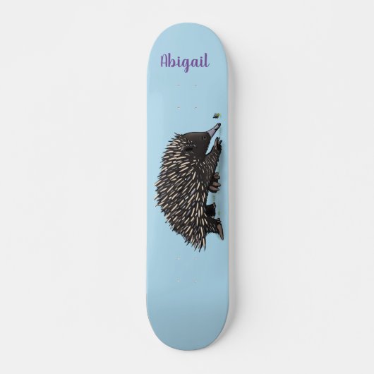 Skateboard Echidna mignonne avec dessin animé d'abeille (Devant)