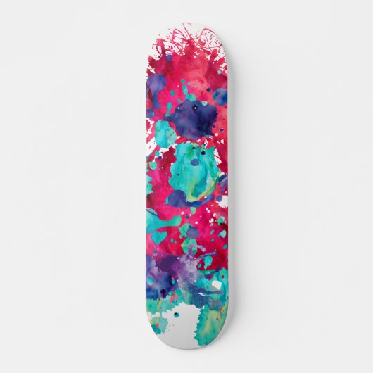 Skateboard Éclaboussure aquarelle colorée (Devant)