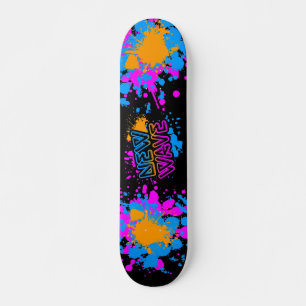 Skateboard Éclaboussure au néon vintage de nouvelle vague d