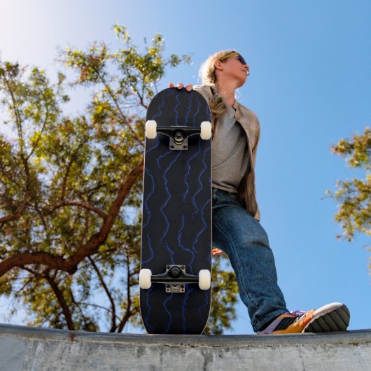 Skateboard Éclair bleu Abstrait (Extérieur 1)