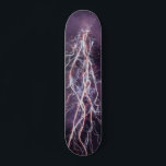 Skateboard Éclair électrique blanc violet Motif<br><div class="desc">Electric Lightning White Purple Motif Skateboard.</div>