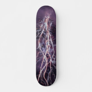Skateboard Éclair électrique blanc violet Motif