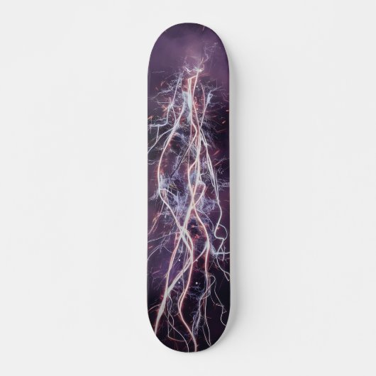 Skateboard Éclair électrique blanc violet Motif (Devant)