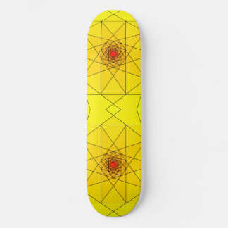 Skateboard Éclatement Géométrique en Étoile - Motif Jaune et