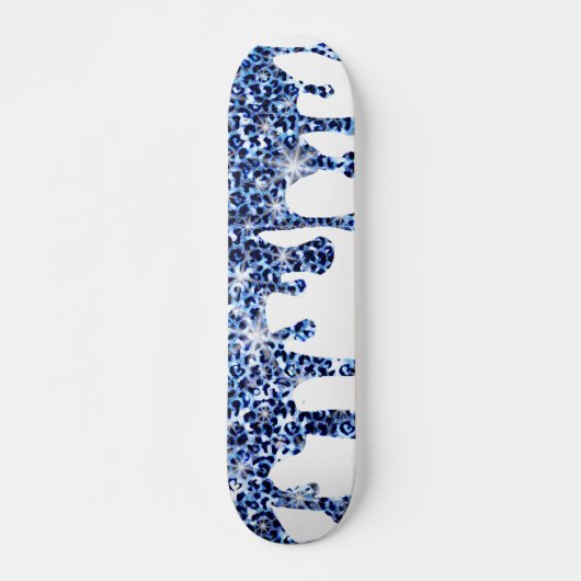 Skateboard Éclats bleus au guépard (Devant)
