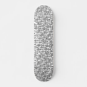 Skateboard École du poisson - Noir sur bois