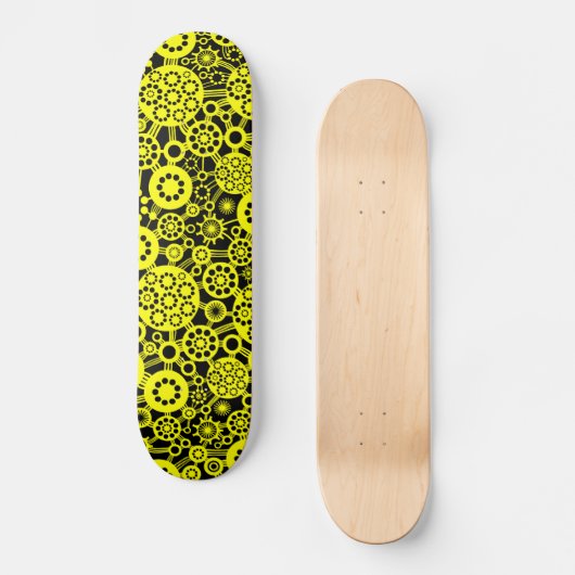 Skateboard Écosystème - Jaune sur Noir (Recto)