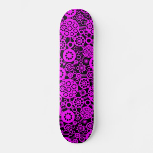 Skateboard Ecosystème - Magenta sur le noir (Recto)