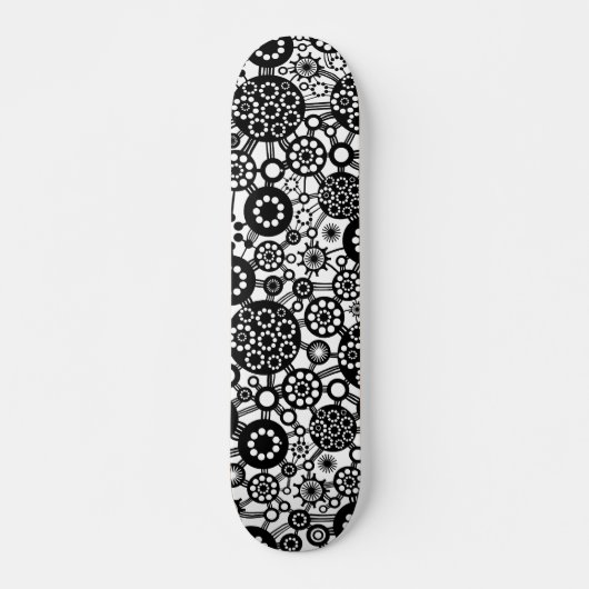 Skateboard Écosystème - Noir sur Blanc (Devant)