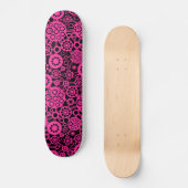 Skateboard Écosystème - Rose chaud sur noir (Recto)