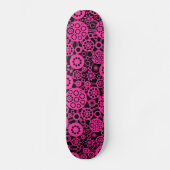 Skateboard Écosystème - Rose chaud sur noir (Recto)