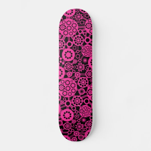 Skateboard Écosystème - Rose chaud sur noir (Recto)