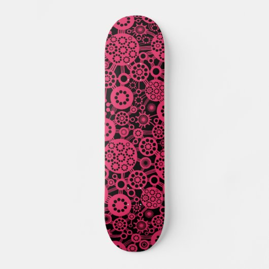 Skateboard Écosystème - Rouge néon sur noir (Recto)