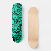 Skateboard Écosystème - Turquoise sur Noir (Recto)