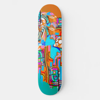 Skateboard Electric Orange & Cyan Dreams — Abstrait Pop Desig