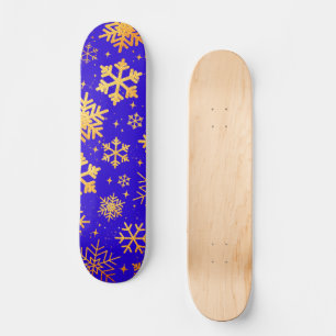 Skateboard Élégance Flocon de Neige Doré – Vacances Hiver