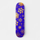 Skateboard Élégance Flocon de Neige Doré – Vacances Hiver (Devant)