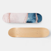 Skateboard Élégance mystique | Turquoise Bleu et Rose Or Agat (Horz)