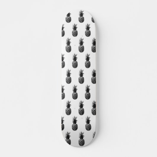 Skateboard Élégant ananas noir et blanc (Devant)