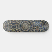 Skateboard Elégant bleu or Mandala Floral (Horz)
