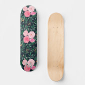 Skateboard Elégant bleu rose rose rose aquarelle florale Pein (Recto)