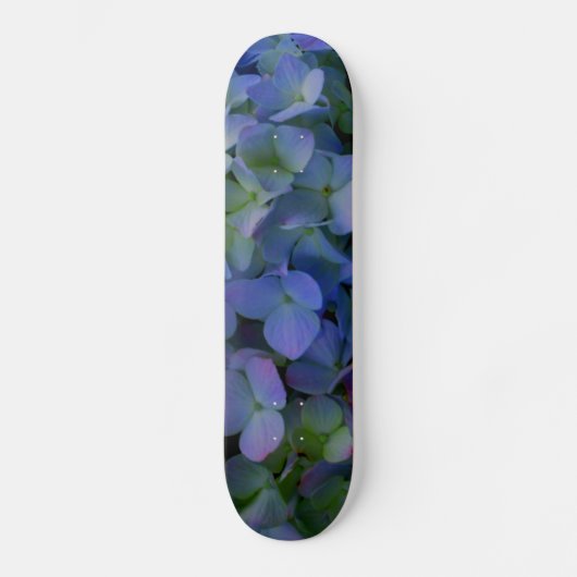 Skateboard Elégant bleu violet floraux hydrangées (Recto)