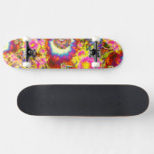Skateboard Élégant boho rétro tournesol fleurs rose jaune (Horz)