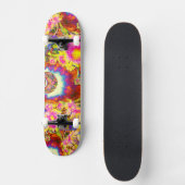 Skateboard Élégant boho rétro tournesol fleurs rose jaune (Recto)