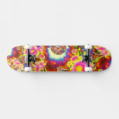 Skateboard Élégant boho rétro tournesol fleurs rose jaune (Horz)