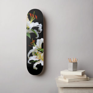 Skateboard Elégant Casablanca Floral Blanc Lys Orientaux