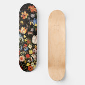 Skateboard Élégant floral noir (Recto)