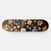 Skateboard Élégant floral noir (Horz)