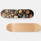 Skateboard Élégant floral noir (Horz)