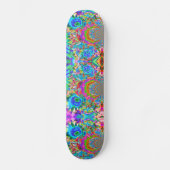 Skateboard Elégant jardin fleuri bleu rose abstrait (Recto)