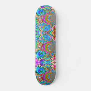 Skateboard Elégant jardin fleuri bleu rose abstrait
