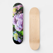Skateboard Elégant jardin rose violet bleu hydrangée fleurie (Recto)