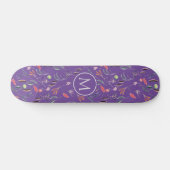 Skateboard Élégant Lavender Floral Aquarelle MONOGRAM (Horz)
