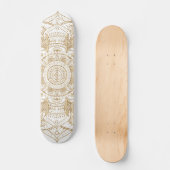 Skateboard Elégant Mandala Blanc & Or Dessiné À La Main (Recto)