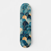 Skateboard Élégant Motif de ventilateur Abstrait en bleu cont (Devant)
