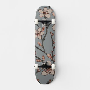 Skateboard Élégant Motif Fleur rose Douce Fleur Fleur de Ceri
