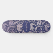 Skateboard Élégant motif Vintage pourpre damassé (Horz)