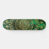 Skateboard Élégant or vert Mandala Floral (Horz)
