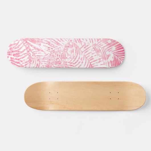Skateboard Elégant palmier à parties scintillant rose vif mod (Horz)