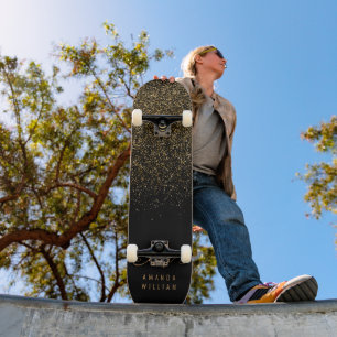 Skateboard Élégant Parties scintillant or Glam Nom du monog