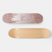 Skateboard Élégant Parties scintillant  Rose Monogramme or Sc (Horz)